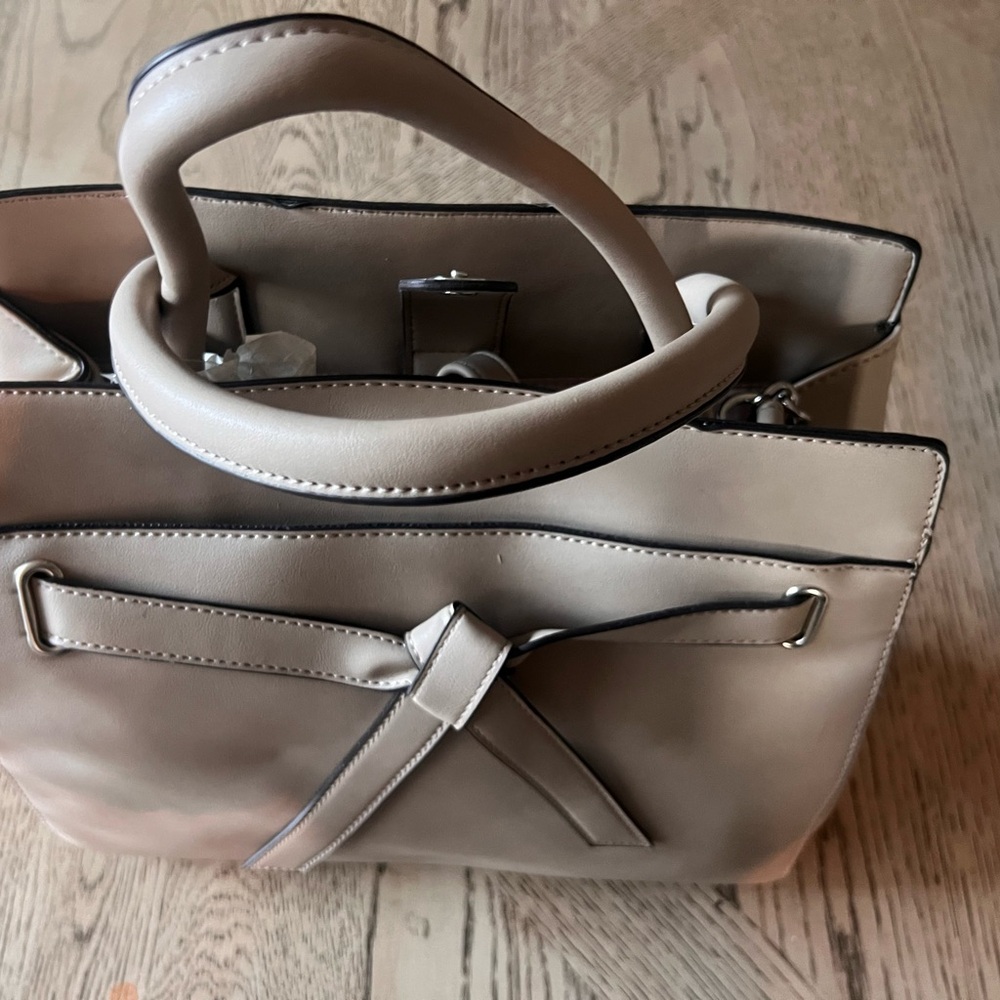 Nine West Cream Satchel with Bow Accent